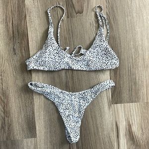 ZAFUL Dalmatian Print Knot High Leg Thong Bikini Swimsuit
